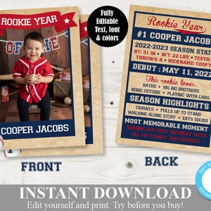 INSTANT DOWNLOAD Personalized 3.5"x2.5" Baseball Cards / Editable - You Type Information  / Baseball Collection / Item #927