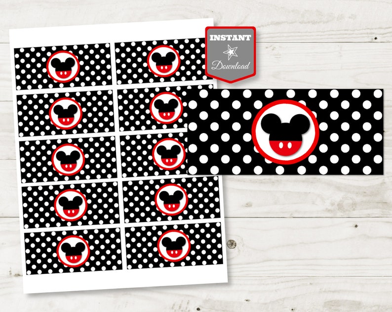 INSTANT DOWNLOAD Mouse Napkin Wrappers/ Printable DIY / Classic Mouse Collection / Item 1561 image 1