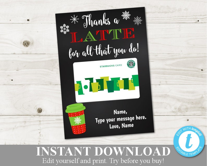 Immediate Obtain Printable Xmas 5x7 Owing a Latte Espresso Present Card Holder / Editable - Your self Design and style Information / Xmas Keep / Solution #3006 photo relating to Thanks a Latte Christmas Printable identified as Instantaneous Obtain Printable Xmas 5x7 Owing a Latte Espresso Reward Card Holder / Editable - Yourself Design and style Information / Xmas Retail store / Products #3006