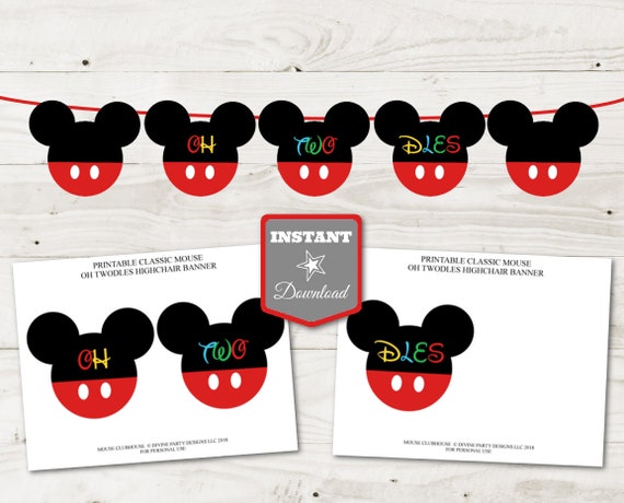 INSTANT DOWNLOAD Printable Mouse Clubhouse Oh Twodles Highchair Party Banner / Clubhouse Collection / Item #4000 Il_570xn