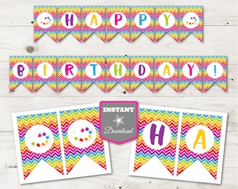 INSTANT DOWNLOAD Printable Art Happy Birthday Banner / Birthday Party / Art Painting Party Collection / Item #2806