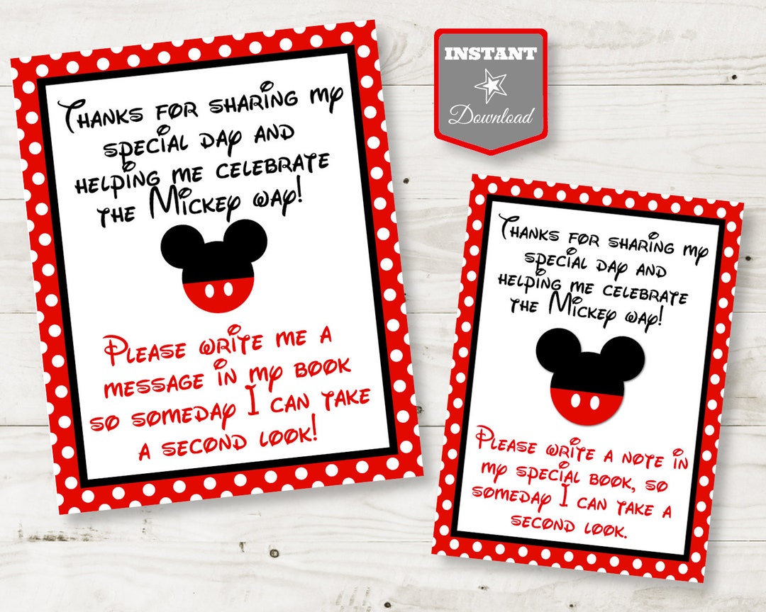 INSTANT DOWNLOAD Classic Mouse 5x7 and 8x10 Guest Book Autograph ...