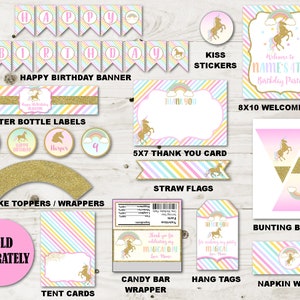 INSTANT DOWNLOAD Unicorn Printable Editable 8x10 Welcome Sign / You type name / Birthday / Glitter Unicorn Collection / Item 3504 image 7