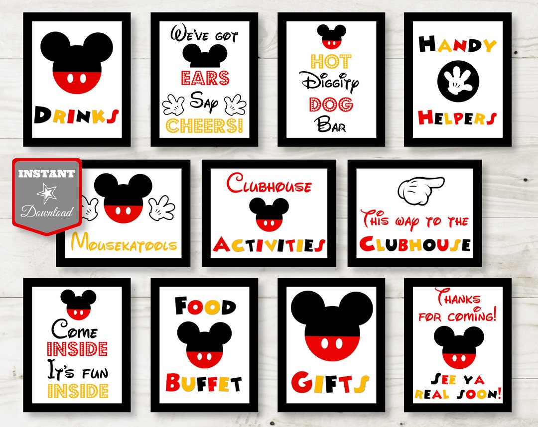 Mouse Ride Sign INSTANT DOWNLOAD Printable Classic Mouse Large 8x10 Sign Package / 11 ...