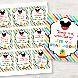 INSTANT DOWNLOAD Mouse Clubhouse  3 x 2.5 Thanks for Stopping By Printable Party Favor Tags / Mouse Clubhouse Collection / Item #1675