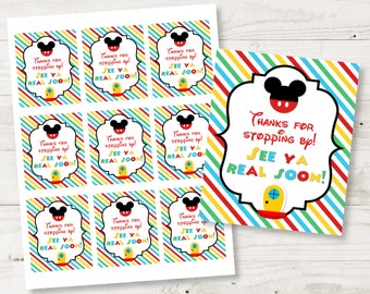 INSTANT DOWNLOAD Mouse Clubhouse  3 x 2.5 Thanks for Stopping By Printable Party Favor Tags / Mouse Clubhouse Collection / Item #1675