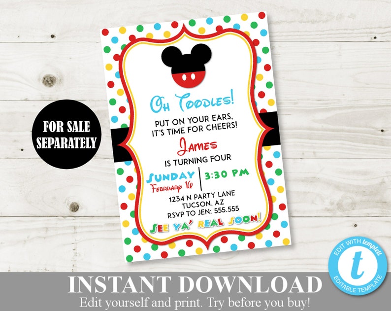 INSTANT DOWNLOAD Mouse Clubhouse Printable Photo Booth Props and Party Sign / Editable Text Bubble / Clubhouse Collection / Item 1632 image 5