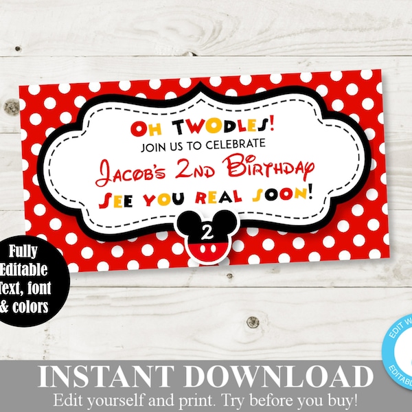 INSTANT DOWNLOAD Classic Mouse Facebook Event Cover Photo / Type Your Text / Classic Mouse Collection / Item #3424