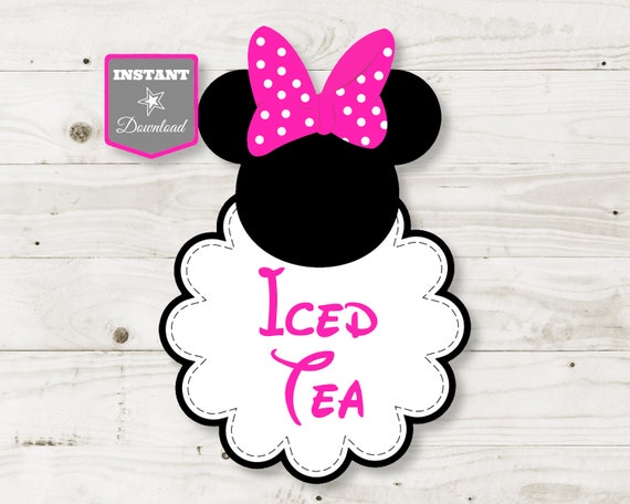 INSTANT DOWNLOAD Printable Hot Pink Mouse 10" Iced Tea Drink Dispenser Sign / Hot Pink Mouse Package Il_570xn