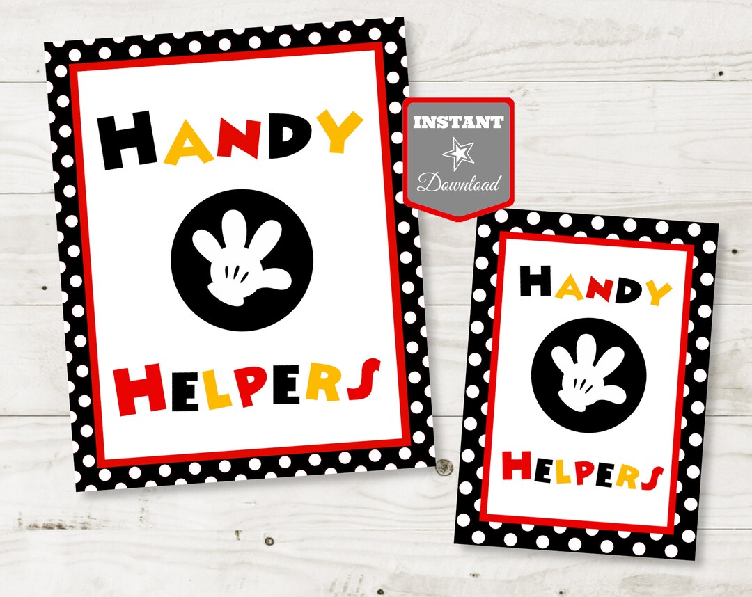 INSTANT DOWNLOAD Printable Mouse 5x7 or 8x10 Handy Helpers Party Sign ...