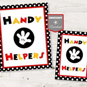 Mouse Click Helper Sticker INSTANT DOWNLOAD Printable Mouse 5x7 or 8x10 Handy Helpers Party Sign ...