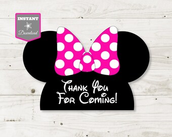 INSTANT DOWNLOAD Printable Hot Pink Mouse 6" Wide Favor Bag Toppers / Hot Pink Mouse Collection / Item #1728