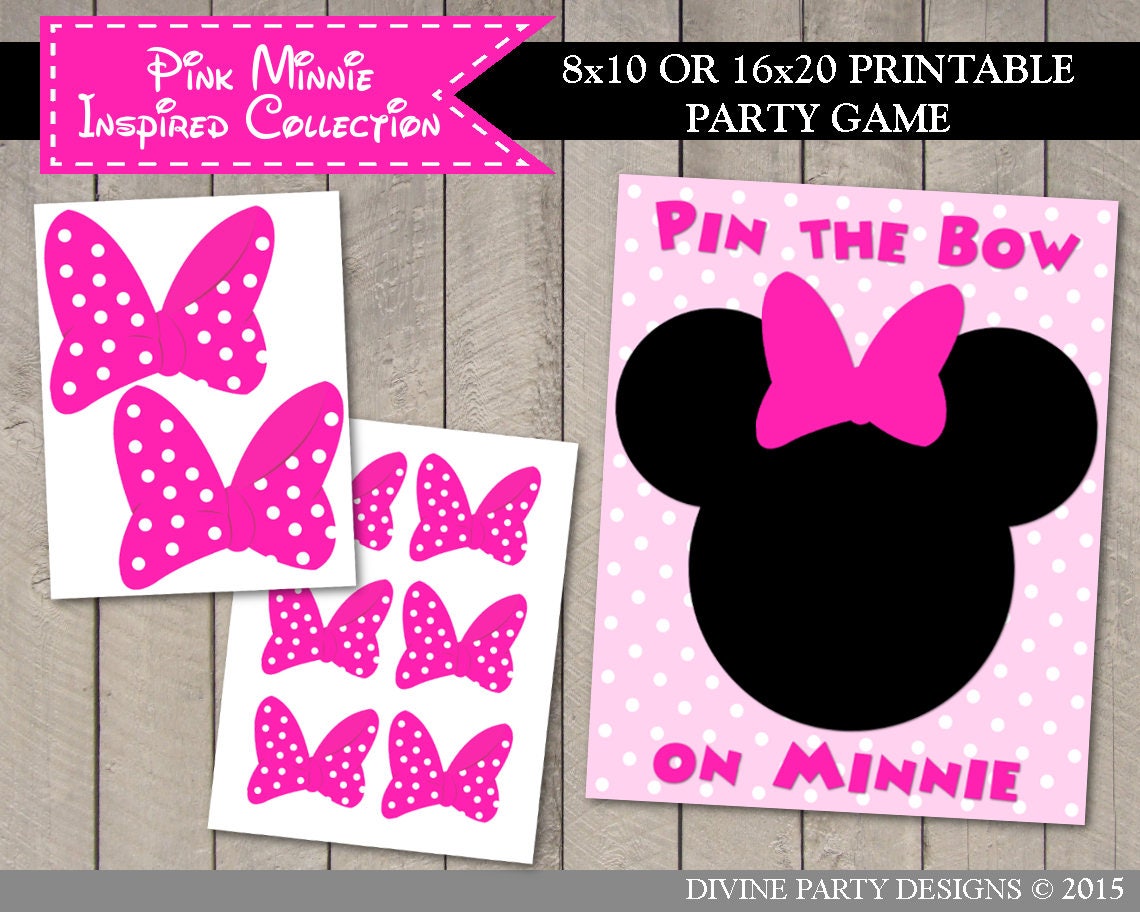 INSTANT DOWNLOAD Printable Pin the Bow on Minnie / Print as Etsy