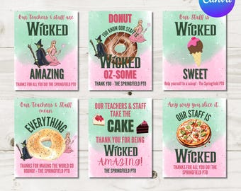 Editable 8x10 Wicked Teacher Appreciation Week Signs, 6 Designs, Staff Appreciation, PTO, PTA, School, Editable with Canva /Item #860