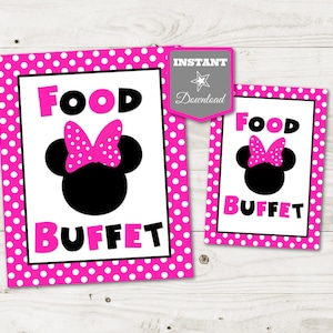 INSTANT DOWNLOAD Hot Pink Mouse Printable 5x7 & 8x10 Food Buffet Party Sign / Hot Pink Mouse Collection / Item #1755