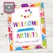 INSTANT DOWNLOAD Printable Art Party Birthday Party Sign Package ...