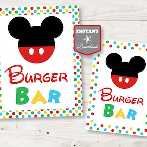 5 x 7 and 8 x 10 Burger Bar Schild von Mouse Clubhouse / Mouse Clubhouse Collection / Artikel #1636