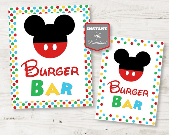 INSTANT DOWNLOAD Mouse Clubhouse Printable 5x7 and 8x10 Burger Bar Sign / Mouse Clubhouse Collection / Item #1636 Il_570xn