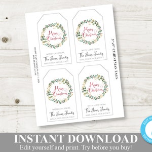 INSTANT DOWNLOAD Christmas Printable 3x5 Gift Tags / Personalized With ...