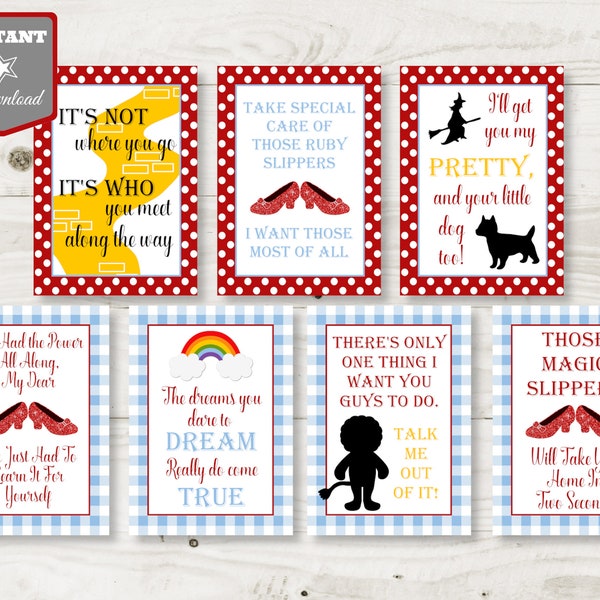 INSTANT DOWNLOAD Printable 5x7 Wizard of Oz Sign Package / Oz Quotes / Sayings / Birthday Party / Oz Collection / Item #121