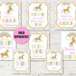 INSTANT DOWNLOAD Unicorn Printable Editable 8x10 Welcome Sign / You type name / Birthday / Glitter Unicorn Collection / Item 3504 image 6