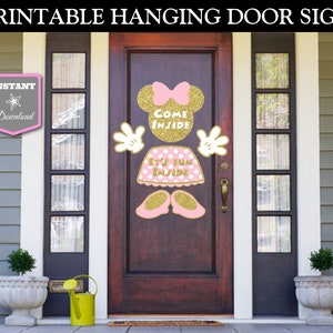 INSTANT DOWNLOAD Printable Glitter Pink and Gold Mouse Come Inside It&#39;s Fun Inside Sign / Glitter Mouse Collection / Item #2029