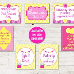 INSTANT DOWNLOAD Pink Lemonade Printable 8x10 Lemonade Sale Sign / Bright Pink Lemonade Collection / Item 421 image 2