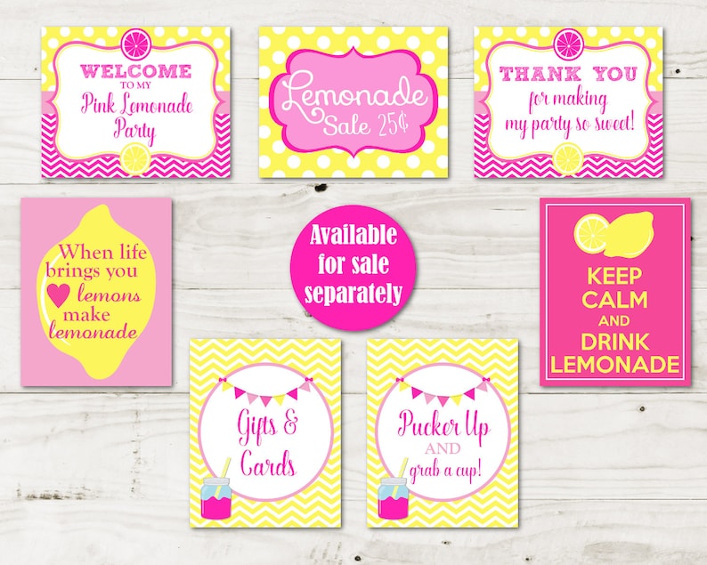 INSTANT DOWNLOAD Pink Lemonade Printable 8x10 Lemonade Sale Sign / Bright Pink Lemonade Collection / Item 421 image 2