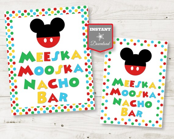 INSTANT DOWNLOAD Printable Mouse Clubhouse 5x7 and 8x10 Meeska Mooska Nacho Bar Printable Party Sign / Clubhouse Collection / Item #1668 Il_570xn