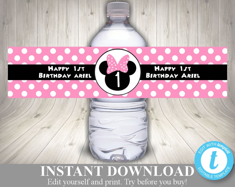 INSTANT DOWNLOAD Printable & Editable Light Pink Mouse Birthday Party ...