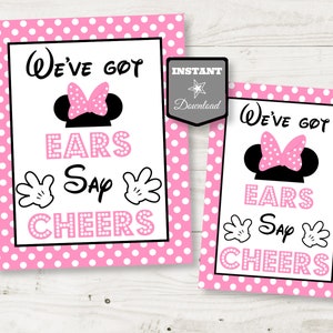 INSTANT DOWNLOAD Light Pink Mouse 5x7 and 8x10 Printable We&#39;ve Got Ears, Say Cheers Party Sign / Light Pink Mouse Collection / Item #1804