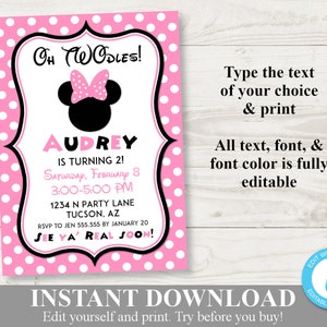 INSTANT DOWNLOAD Printable 5x7 Light Pink Mouse Birthday Party Invitation / You Type Text / Light Pink Mouse Collection / Item #1850