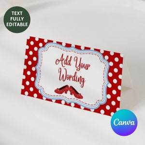 Oz Inspired Printable Editable Folding Food Tent Cards, Place Cards, Food Labels, Edit on Canva, Template, Birthday Oz Collection, Item #102