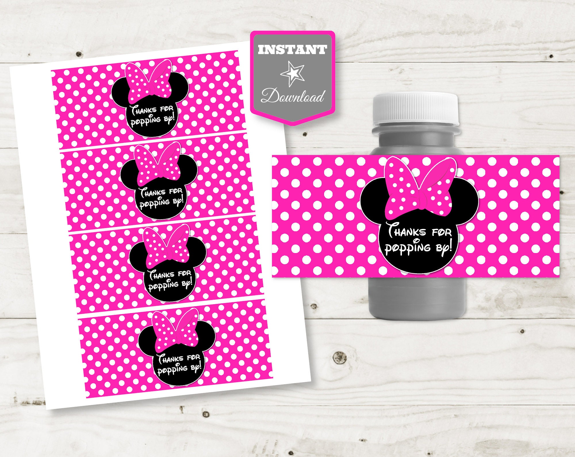 INSTANT DOWNLOAD Printable Hot Pink Mouse Bubble Labels / Wrapper / Hot ...