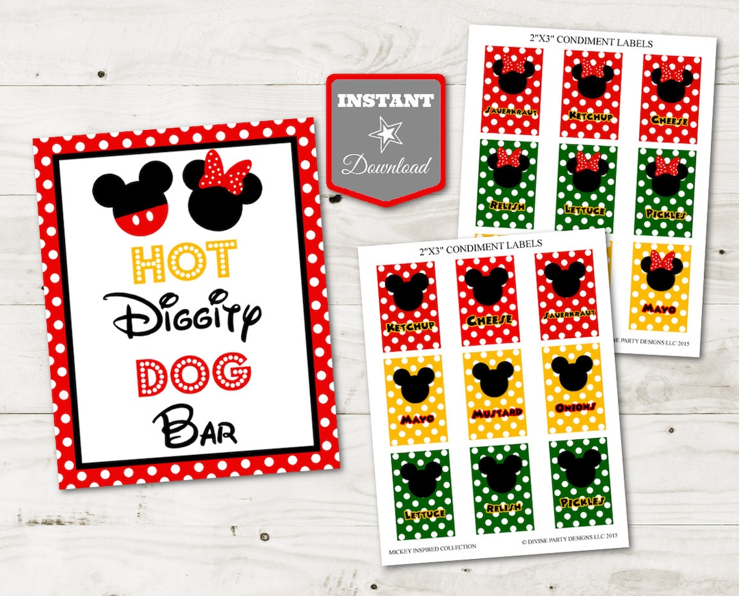 INSTANT DOWNLOAD Mouse Hot Diggity Dog Bar Printable 5x7 and 8x10 Sign ...