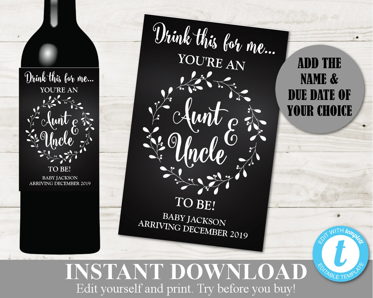 INSTANT DOWNLOAD Printable 3x4.5 Wine Bottle Labels ...