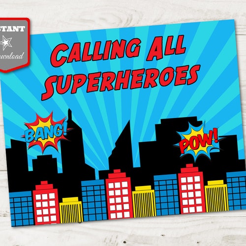 INSTANT DOWNLOAD Superhero Printable 8x10 Sign / Editable - Etsy