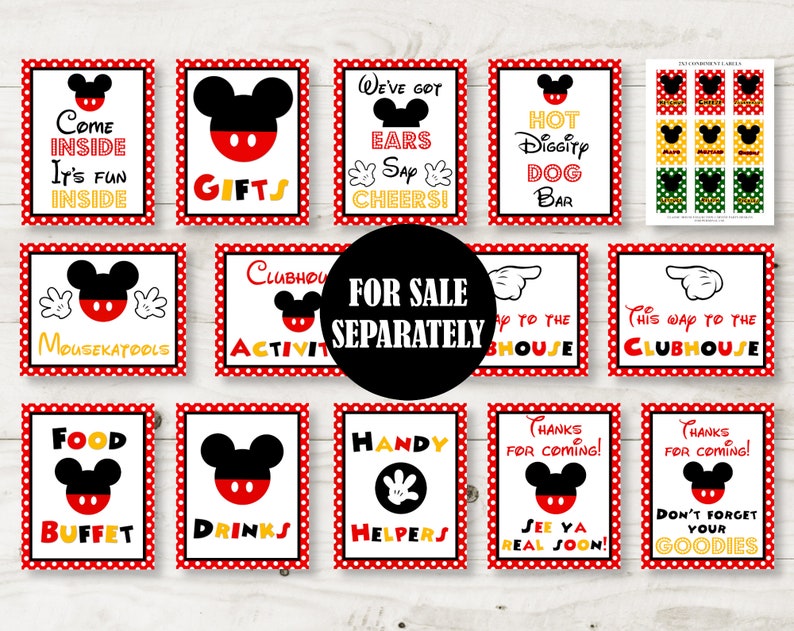 INSTANT DOWNLOAD Printabl Classic Mouse 5x7 and 8x10 We've Got Ears, Say Cheers Sign/ Classic Mouse Collection / Item 1540 image 3