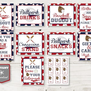 INSTANT DOWNLOAD Baseball 8x10 Birthday Party Sign Package / Free Condiment Labels / Baseball Collection / Item #914