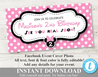 INSTANT DOWNLOAD Light Pink Mouse Facebook Event Cover Photo / Type Your Text / Light Pink Mouse Collection / Item #1827