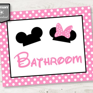 INSTANT DOWNLOAD Light Pink Mouse 5x7 and 8x10 Bathroom Party Sign / Light Pink Mouse Collection / Item #1856