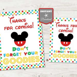 INSTANT DOWNLOAD Printable Mouse Clubhouse 5x7 and 8x10 Goodies Printable Party Sign / Favors / Clubhouse Collection / Item 1617 image 1