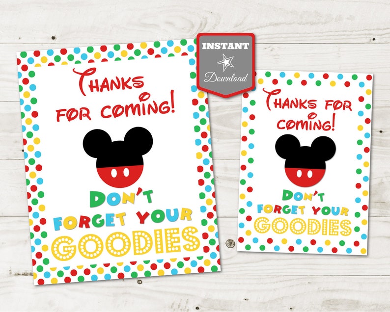 INSTANT DOWNLOAD Printable Mouse Clubhouse 5x7 and 8x10 Goodies Printable Party Sign / Favors / Clubhouse Collection / Item 1617 image 1