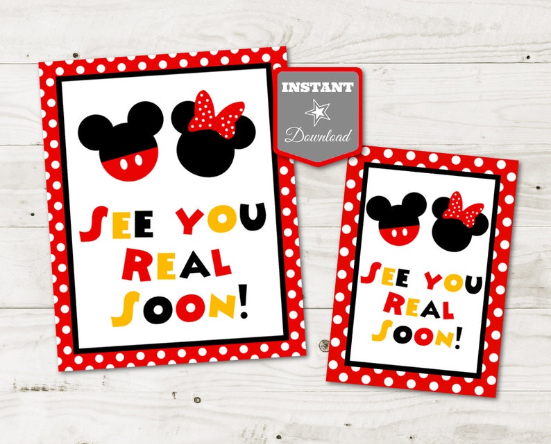 INSTANT DOWNLOAD Girl and Boy Mouse Printable 5x7 and 8x10 See You Real Soon Party Sign / Girl & Boy Mouse Collection / Item 2107 image 1