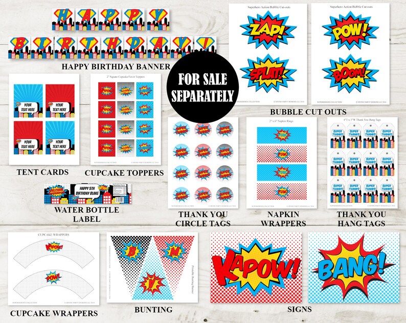INSTANT DOWNLOAD Superhero Happy Birthday Banner with Age Spacers / Printable DIY / Superheroes Collection / Item 502 image 5