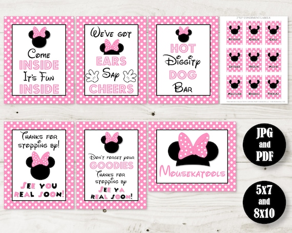 INSTANT DOWNLOAD Light Pink Mouse 5x7 and 8x10 Printable Party 