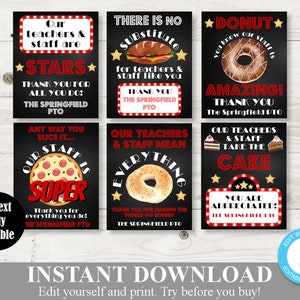 INSTANT DOWNLOAD Editable 8.5x11 Movie Teacher Appreciation Week Food / Lunch Signs / Staff Appreciation / PTO /School / Item #847