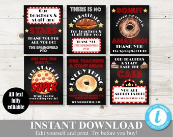 INSTANT DOWNLOAD Editable 8.5x11 Movie Teacher Appreciation Week Food / Lunch Signs / Staff Appreciation / PTO /School / Item #847