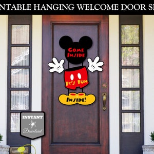 INSTANT DOWNLOAD Printable Classic Mouse Hanging Welcome Door Sign / Come Inside, It&#39;s Fun Inside / Classic Mouse Collection / Item #1574