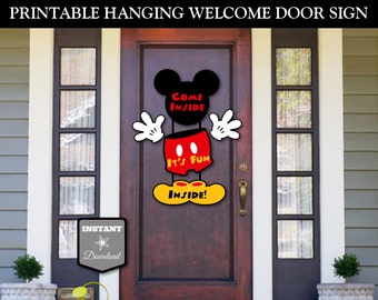INSTANT DOWNLOAD Printable Classic Mouse Hanging Welcome Door Sign / Come Inside, It&#39;s Fun Inside / Classic Mouse Collection / Item #1574